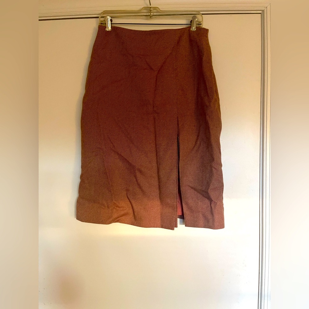 EUC Vintage Phillipe Adec Skirt Sz.8/42 in Camel/Burgundy. 100% Wool
